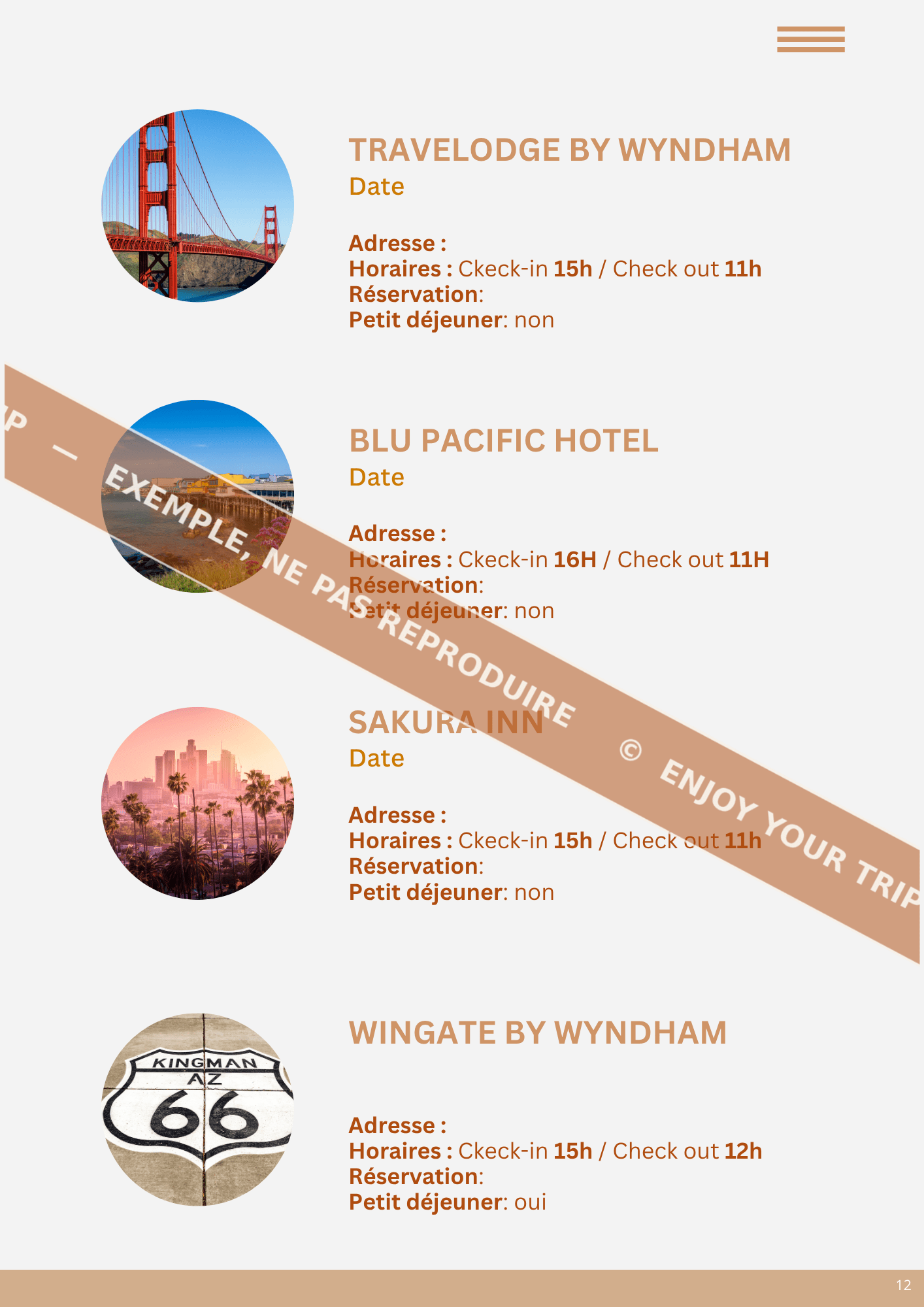 Exemple carnet de voyage | Travel planner - Enjoy your trip