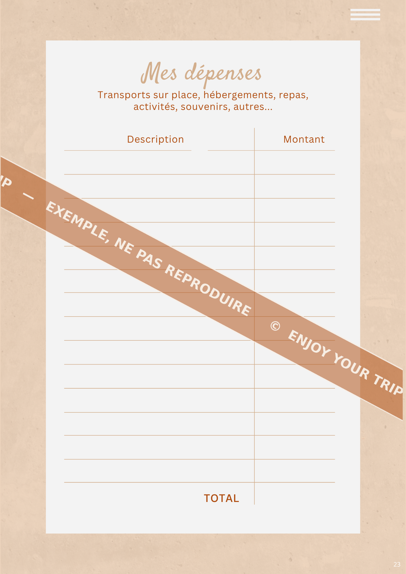 Exemple carnet de voyage | Travel planner - Enjoy your trip